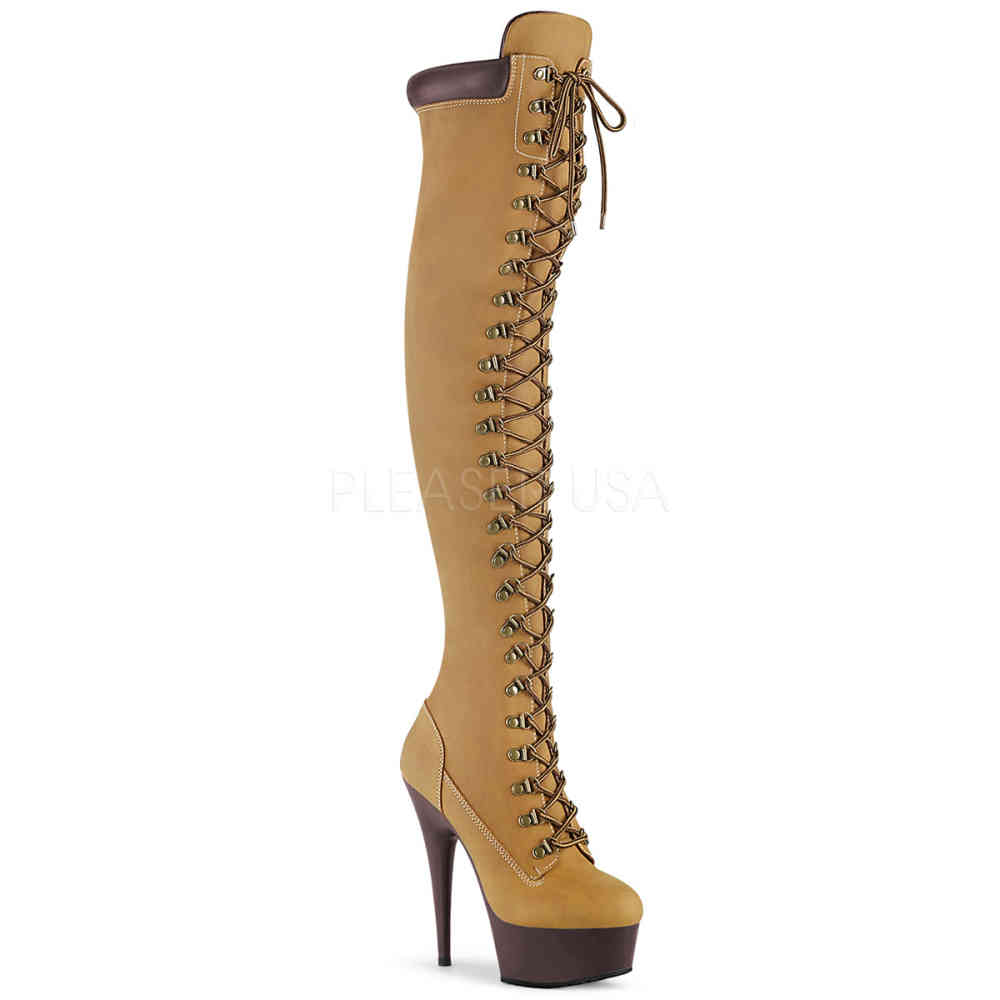 Pleaser - DELIGHT-3000TL Plattform Overknee Stiefel - Braun